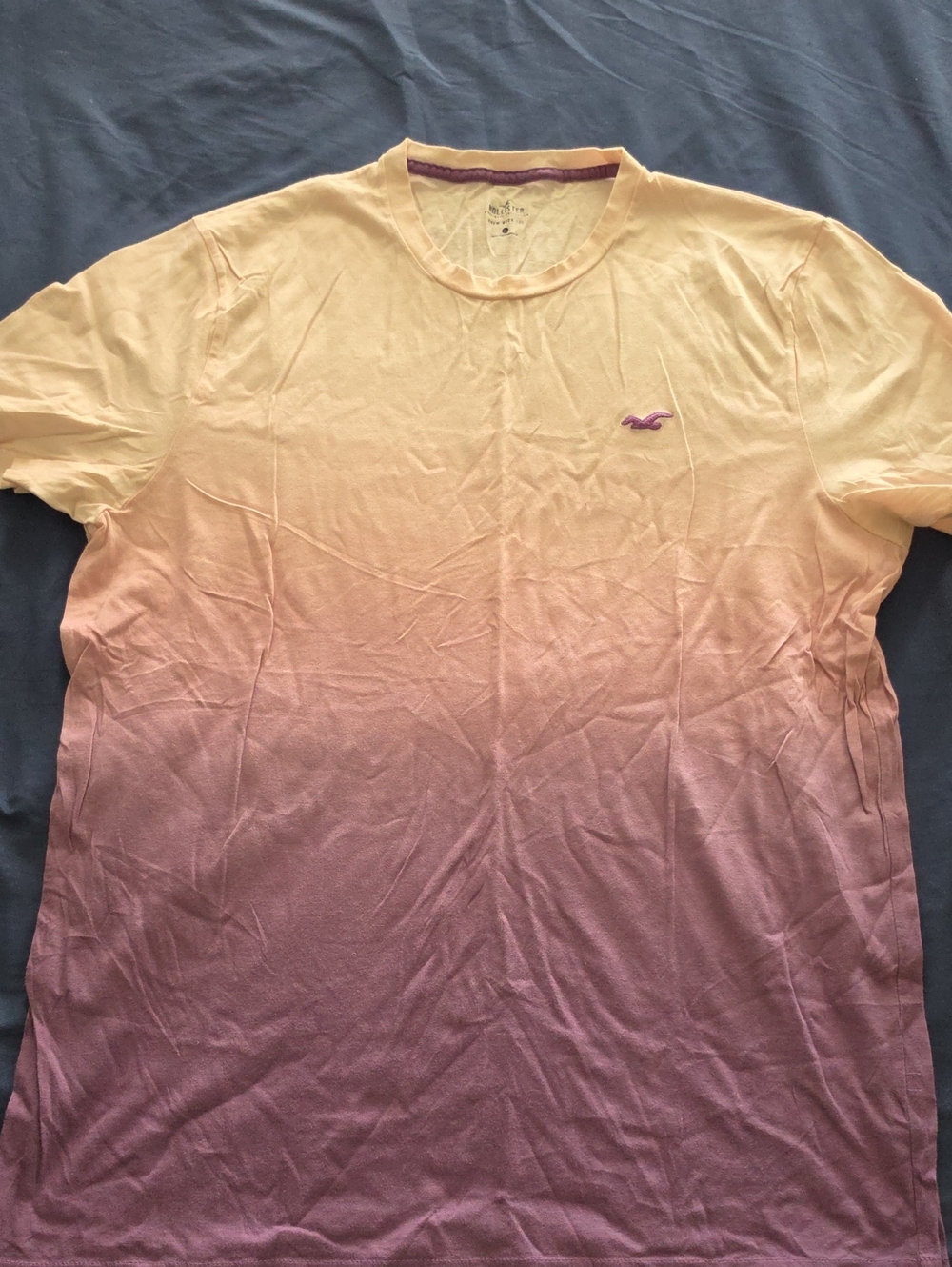 Hollister Ombre Crew Tee in Yellow and Pink
